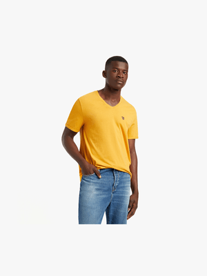 Men's Relay Jeans Branded Slim Fit V-Neck Basic Mustard T-Shirt
