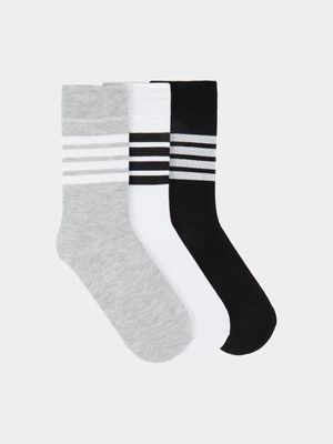 MKM Multicolour 3 Pack 4 Stripes Socks