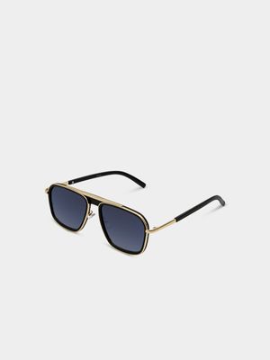 Men's Markham Upstyled Black Aviator Sunglasses