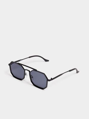 Men's Markham Matt Hexagon Black Sunglasses