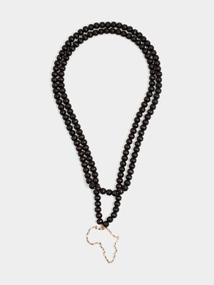 Men's Markham African Pride Beaded Black Necklace Set