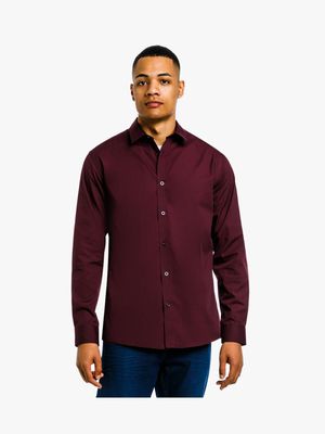 MKM Burgundy Smart Slim Fit Shirt