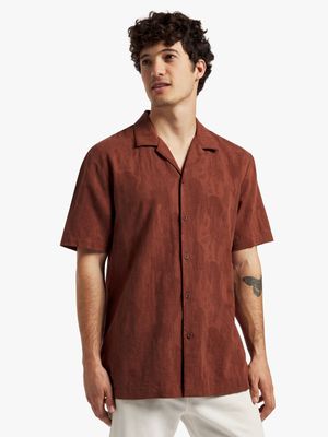 Men's Markham Textured Jacquard Brown Shirt