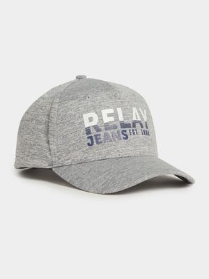 RJ Grey Melange Jersey Rubber Peak Cap