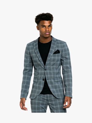 Men's Markham Skinny Check Blue Suit Jacket