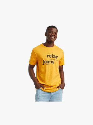 RJ Mustard Slim Fit Arial Script T-Shirt