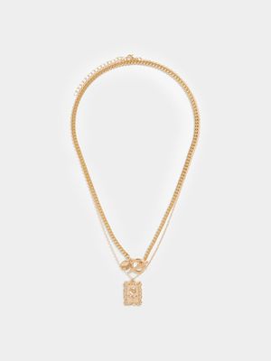 MKM Gold Rose Pendant Necklace Set