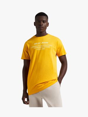 Men's Relay Jeans Slim Fit Tonal Branded Yellow T-Shirt