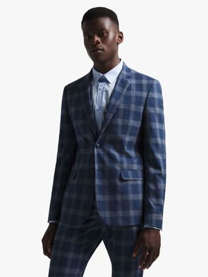 Men's Markham Skinny Blue/Grey Check Suit Jacket