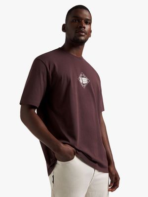 Men's Relay Jeans Reg Front And Back Burgundy T-Shirt