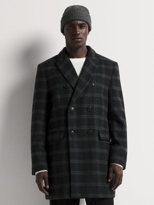 Men's Markham Smart Slim Double Breasted Black/Charcoal Coat