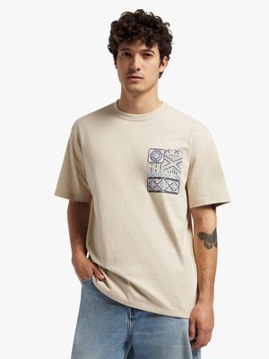 Men's Markham Heavy Weight Embroidery Detail Ecru T-Shirt