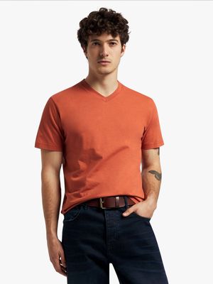 Men's Markham V-Neck Basic Rust T-Shirt