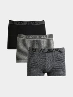 Men's Relay Jeans 3pk Horizontal Black/Grey Boxers