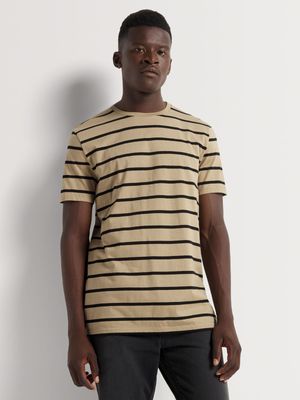 Men's Markham Horizontal Striped Stone/Black T-Shirt