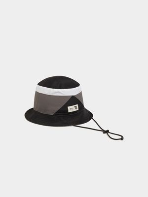 RJ Colour Block Panel Bucket Hat Black Grey White