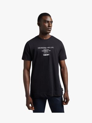 Union-DNM Black Regular Branded T-Shirt
