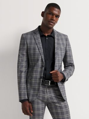 Men's Markham Melange Skinny Multi Check Grey Suit Jacket
