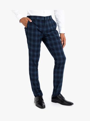 Men's Markham Skinny Check Blue Suit Trouser