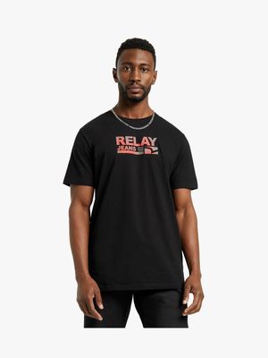 RJ Black Slim Fit Holographic Black T-Shirt