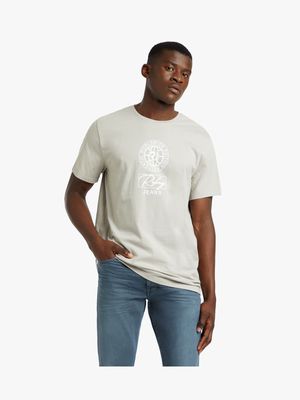 RJ Light Grey Slim Fit Centre Logo T-Shirt