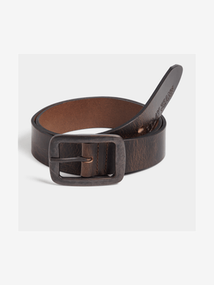 RJ Brown Premium Leather Garrison Buckle Belt