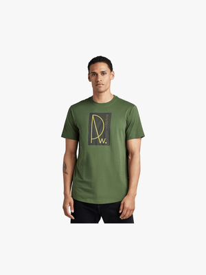 G-Star Men's Lash Raw Graphic Green T-Shirt