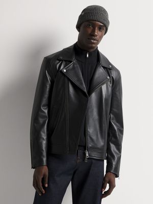 Men's Markham Genuine Leather Black Biker Jacket