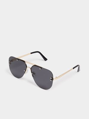 Men's Markham Studded Aviator Gold Sunglasses