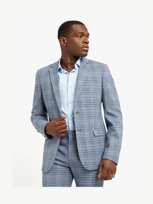 Men's Markham Slim Multi Check Blue Suit Jacket