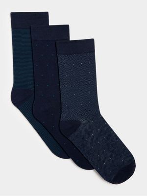 Men's Markham 3pk Business Leisure Navy/Teal Socks