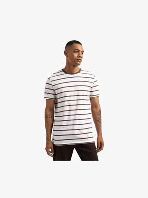 MKM White/Brown Horizontal Striped T-Shirt