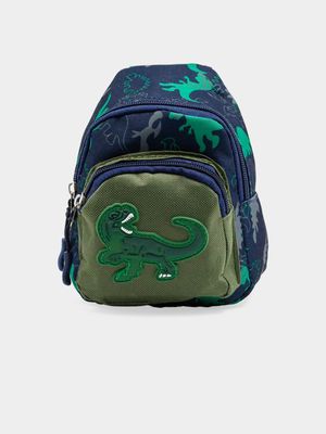 Boy's Green Dino Print Crossbody Bag