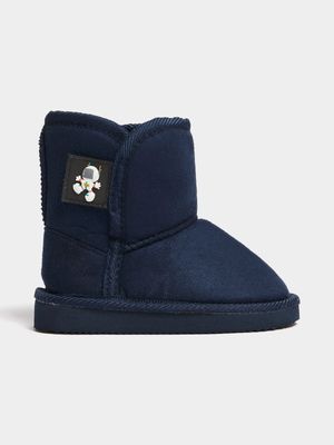 Jet Younger Boys Navy Boot Slippers