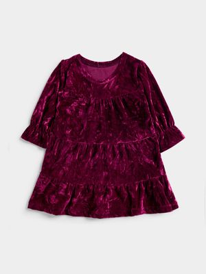 Jet Toddler Girls Burgundy Velour Dress
