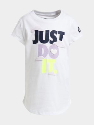 Nike Girls Kids Sweet Swoosh Just Do It White T-Shirt
