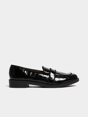 Jet Women's Black Croc Patent Loafers