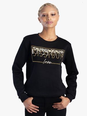 Sissy Boy Printed and Gold Stud Logo Sweat Top