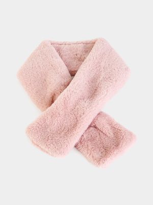 Girl's Pink Plush Wrap Scarf
