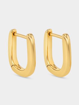 Gold Plated Sterling Silver Small Oblong Hoop Earrings