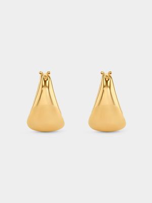 Gold Plated Sterling Silver Tapered Hoop Earrings