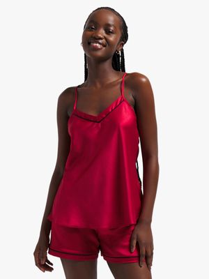 Jet Women's Red/Black Satin Pyjama Set