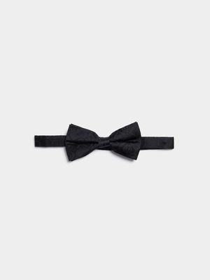 Fabiani Men's Monogram Crest Classic Black Silk Bow Tie