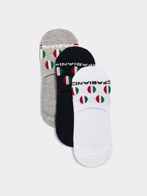 Fabiani Men's 3-Pack Multicolour Invisible Socks