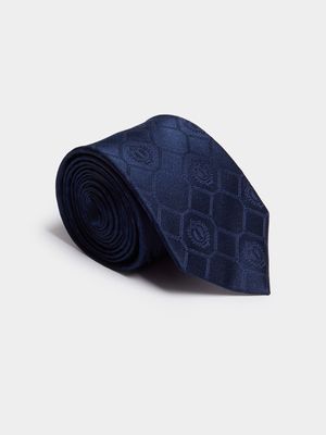 Fabiani Men's Monogram Crest Classic Navy Silk Tie