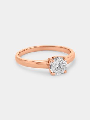 Cheté Rose Plated Sterling Silver Cubic Zirconia Solitaire Ring