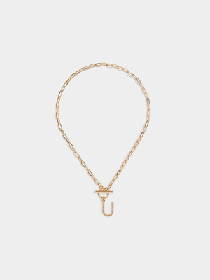 Women's Gold U Letter Twisted Necklace