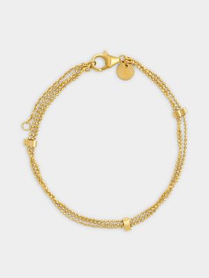 Gold Plated Sterling Silver Caviar Beads Station Bracelet