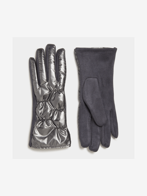 Women's Charcoal Quilted Gloves