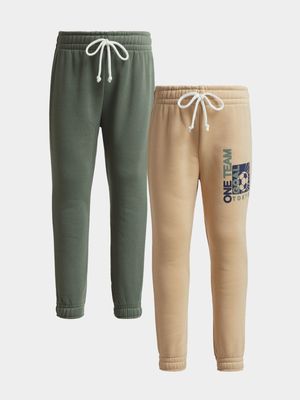 Jet Younger Boys Sage/Stone 2 Pack Active Pants